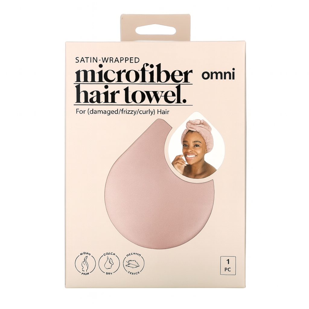 Satin-Wrapped Microfiber Hair Towel
